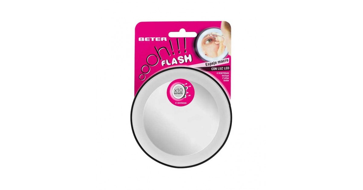 Beter - Espejo con luz LED y ventosas Oooh Flash x10