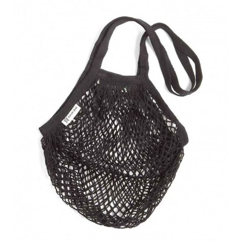 Turtle Bags - Bolsa de Algodón Ecológico de Red con asa larga - Negro