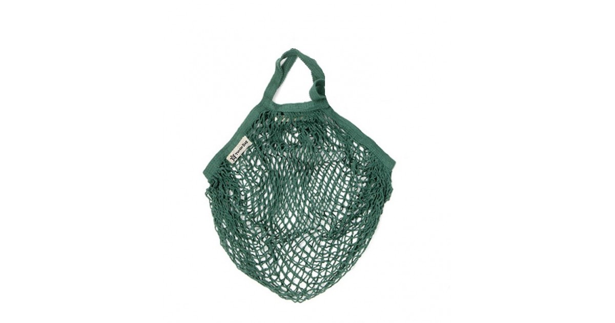 Turtle Bags - Bolsa de Algodón Ecológico de Red con Asa Corta- Verde