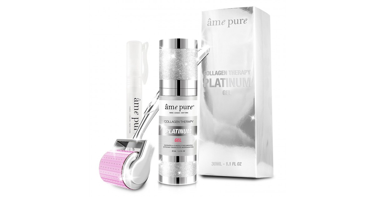 Ame Pure - Platinum Kit - Face Roller 0.50mm + Collagen Therapy Gel