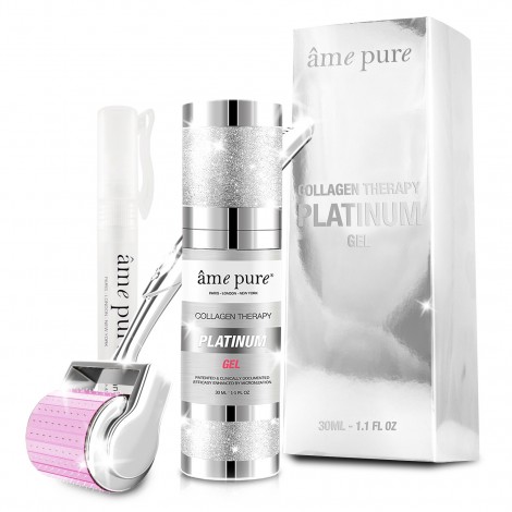 Ame Pure - Platinum Kit - Face Roller 0.50mm + Collagen Therapy Gel