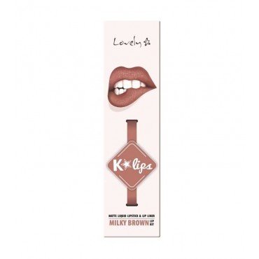 Lovely - Perfilador de labios + labial líquido K-Lips - 3: Milky Brown