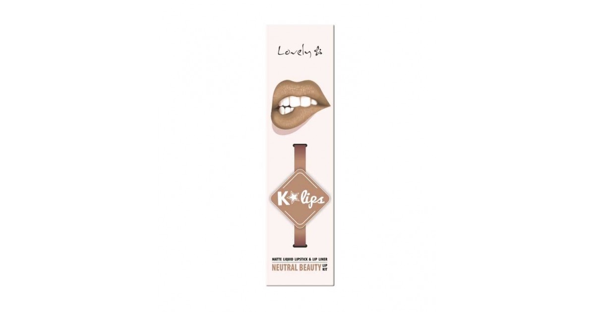 Lovely - Perfilador de labios + labial líquido K-Lips - 4: Neutral Beauty