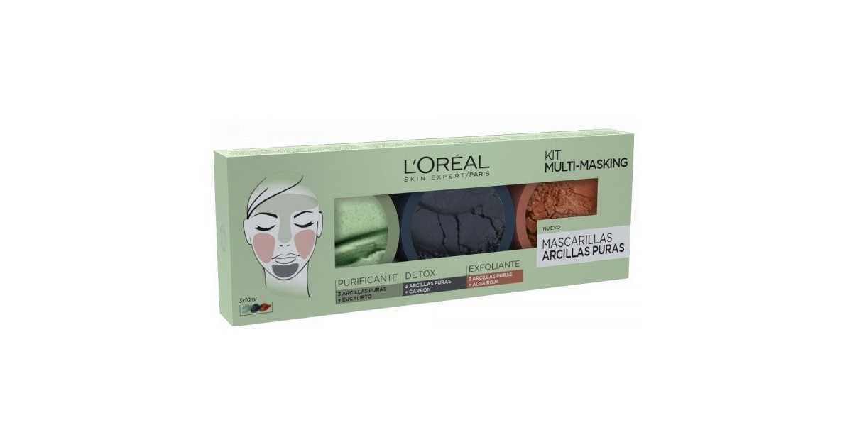 L'Oreal - Arcillas Puras - Kit Multi-Masking - Lote 3 Mascarillas (3x10ml)