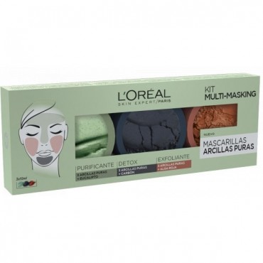 L'Oreal - Arcillas Puras - Kit Multi-Masking - Lote 3 Mascarillas (3x10ml)