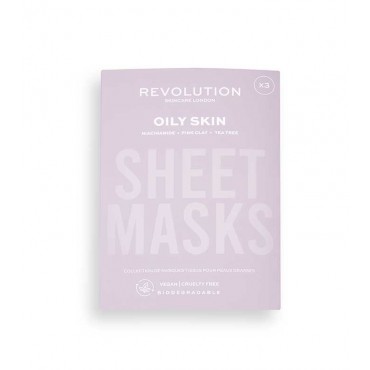 Revolution Skincare - Pack de 3 mascarillas para pieles grasas