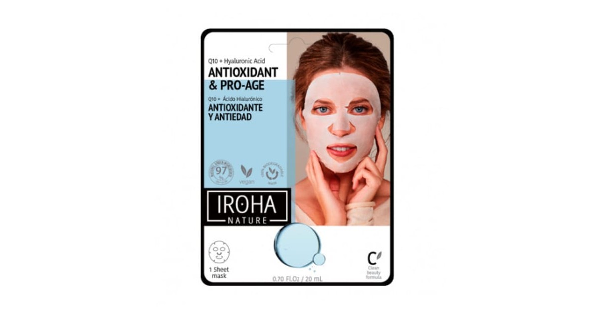 Iroha Nature - Mascarilla de papel antiwrinkles Q10 + HA - Clean Beauty