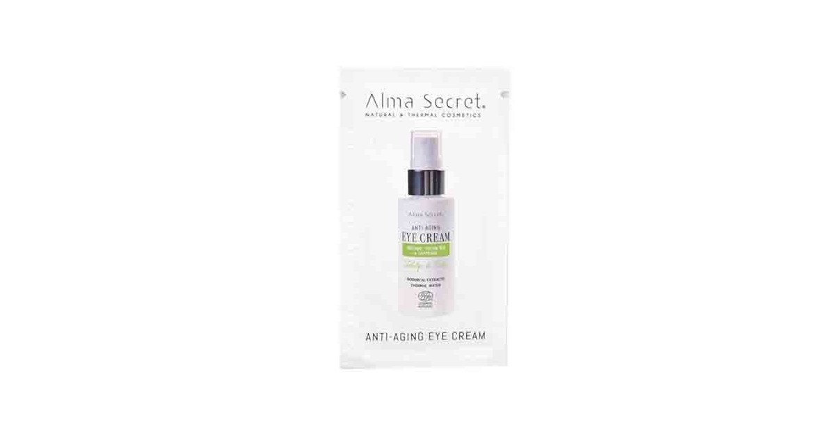 Alma Secret - Crema para el contorno de ojos multi-reparador y antiedad con aguacate, té verde y cafeína - Mini Talla