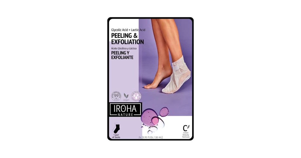 Iroha Nature - Calcetines Peeling y Exfolliante - Ácido Glicólico