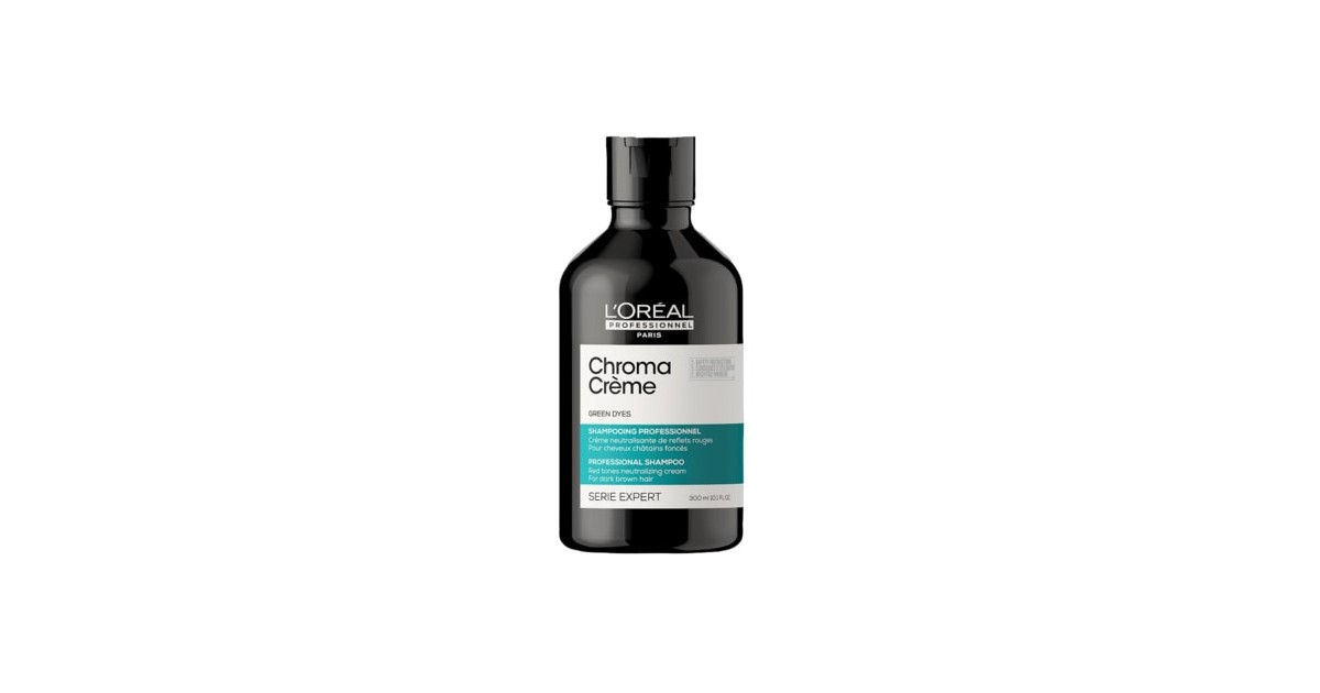 L'Oréal Professionnel - Champú Verde - Matizador Cabello Castaño Oscuro a Moreno - Chroma Crème Green Dyes - 300ml