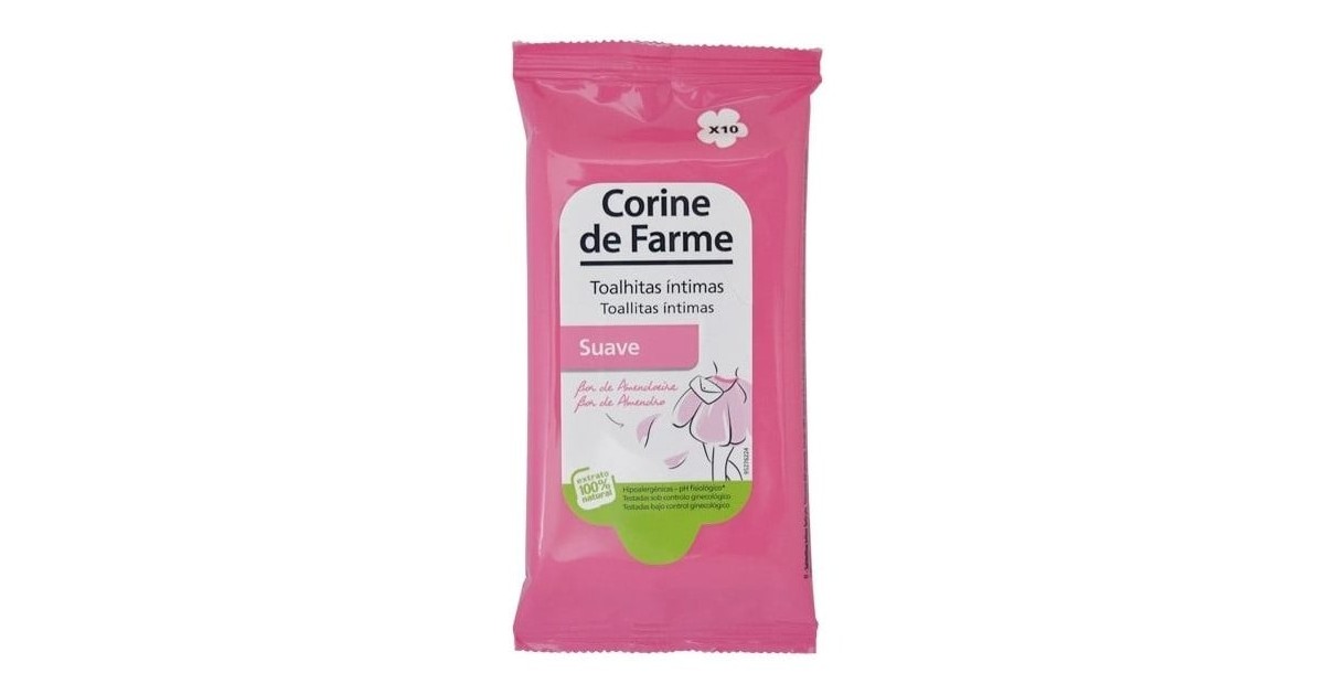Corine de Farme - Toallitas Íntimas Suaves - Fibra Vegtetal - x10