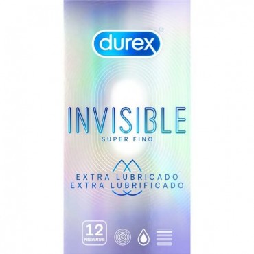 Durex - Preservativos Invisible Extra Lubricado - 12 unidades