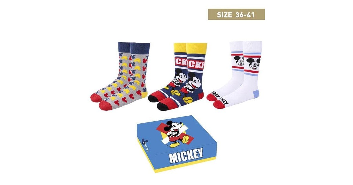 Disney - Pack 3 Calcetines - Mickey - Talla 36/41