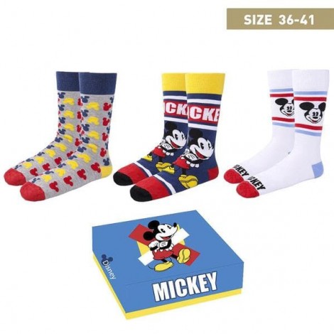 Disney - Pack 3 Calcetines - Mickey - Talla 36/41