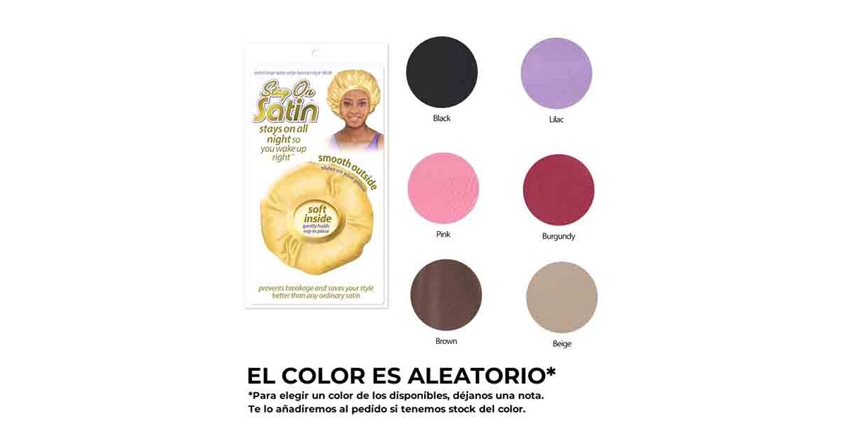 Stay On Satin - Gorro de Satén - Satin Bonnet Extra Large 9638 - Color Aleatorio