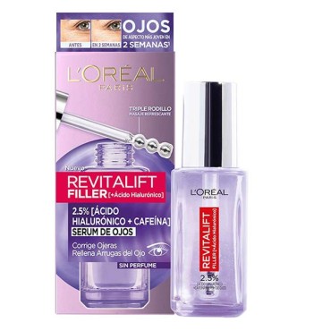 L'Oréal París - Serum Contorno Ojos - Revitalift Filler - 2,5% Ac.Hialurónico + Cafeína - 20ml